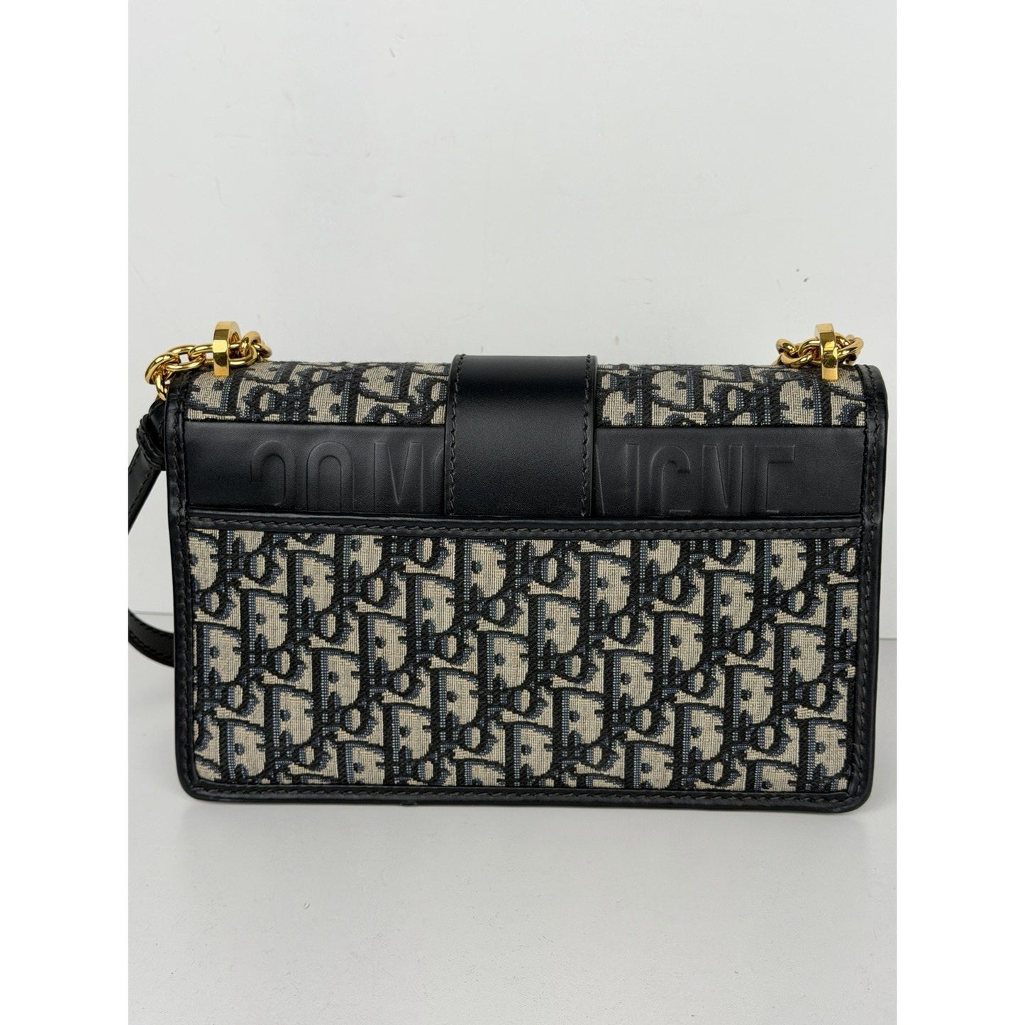Dior 30 Montaigne Chain Bag Blue Oblique Jacquard & Gold-tone CD Clasp D8