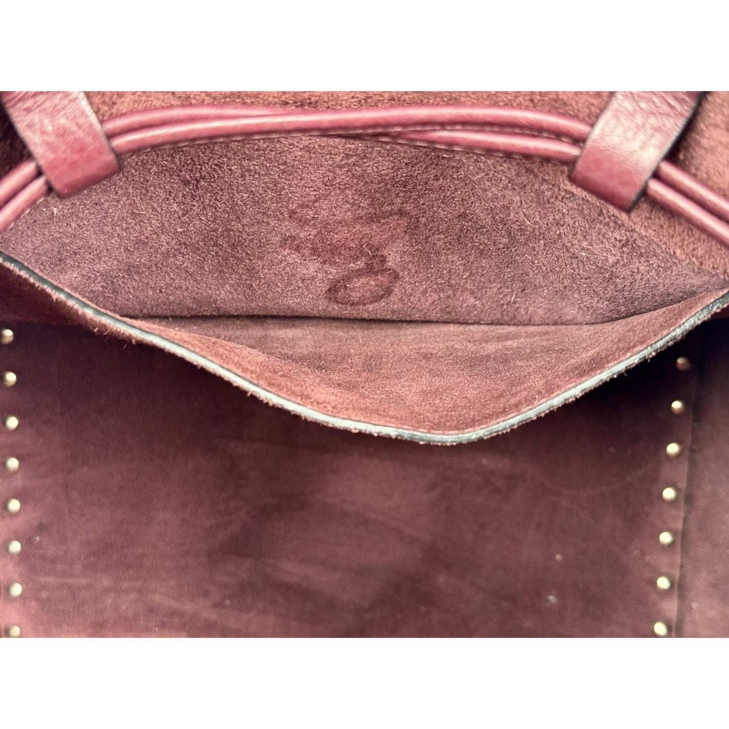 Valentino Garavani Rockstud Tote Bag Burgundy Leather Gold Hardware