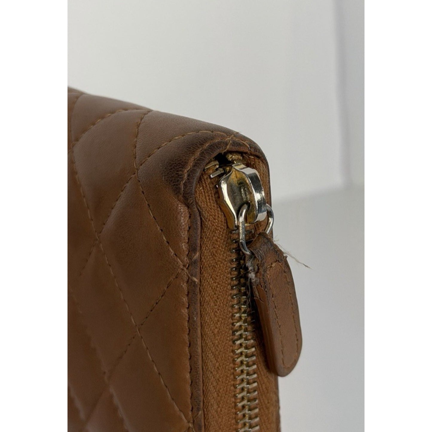 Chanel Timeless Quilted Leather Zip Around Wallet Brown with Gold Hardware