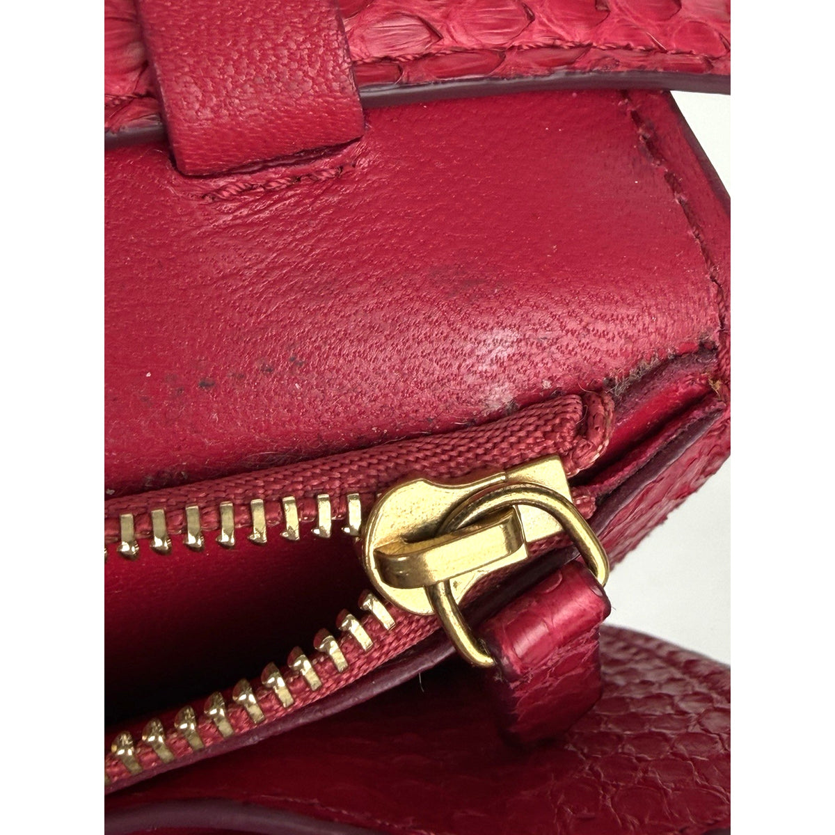 Celine Medium Classic Box Flap Shoulder Bag Red Python Leather Gold Hardware C-1