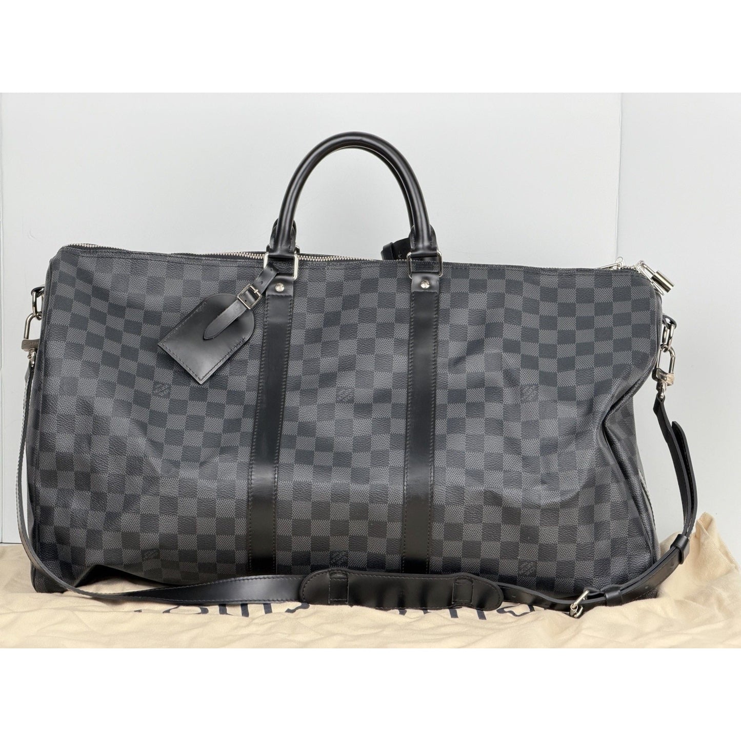 Louis Vuitton Keepall 55 Bandouliere Travel Bag in Damier Coated Canvas 2017 S