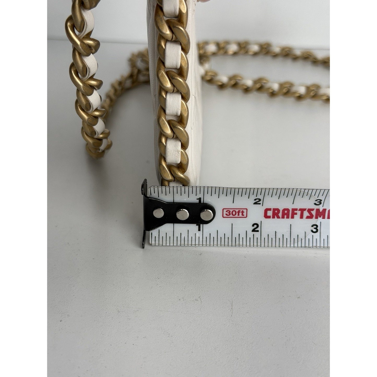 Chanel Lambskin Quilted Chain Around Top Handle Mini Bag White NFC D4