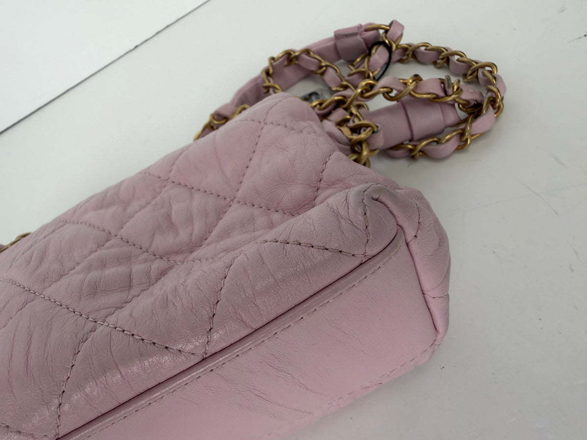 Chanel Pink Quilted Crumpled Lambskin Leather Small CC Links Shoulder Bag 2021 YC3