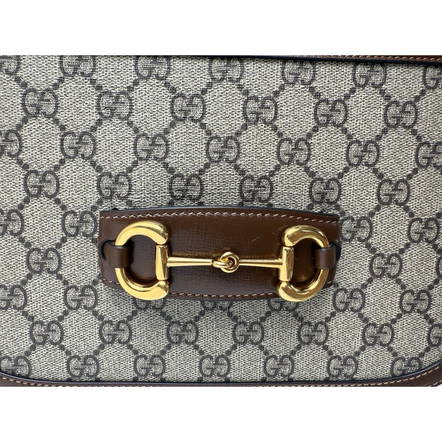 Gucci 1955 Horsebit Shoulder Bag Brown Monogram Medium