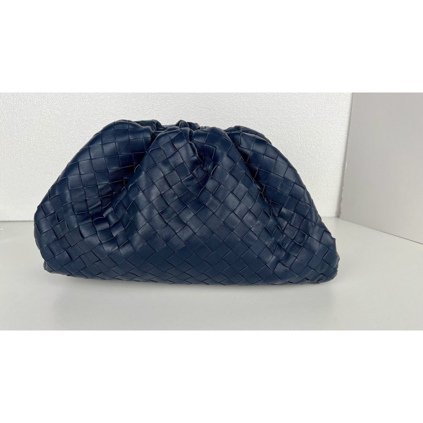 Bottega Veneta The Pouch Intrecciato Leather Blue