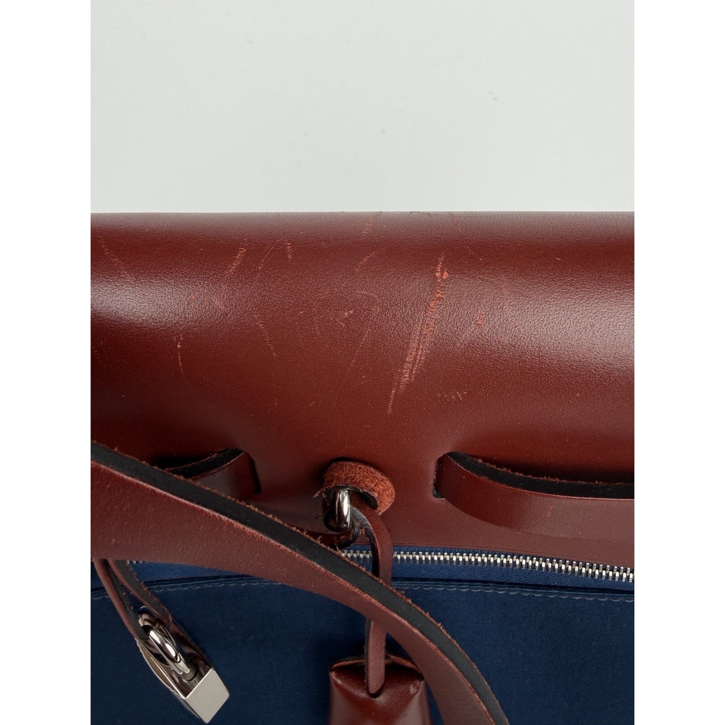Hermes Herbag Zip 31 Bag Blue Marine Canvas with Vache Hunter Leather 2015 D2