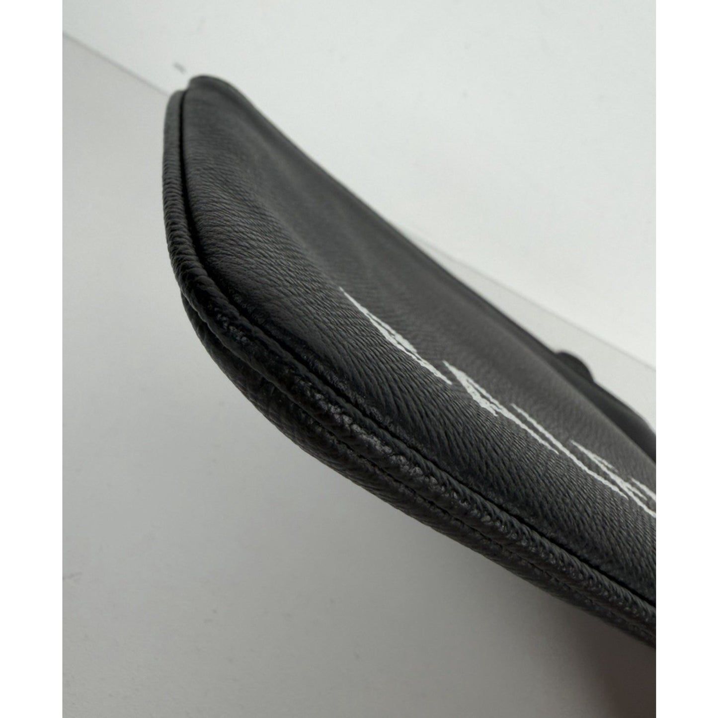Balenciaga Ville Clutch Bag in Black Grained Leather with White Logo S-16