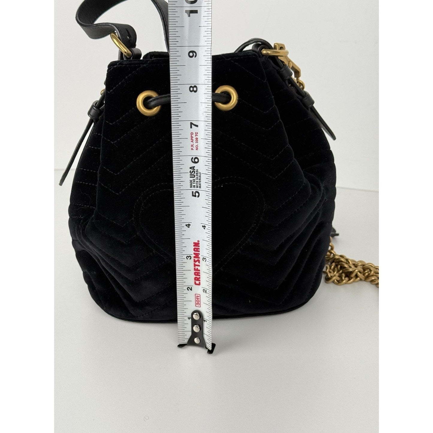 Gucci GG Marmont Bucket Bag Matelasse Black Velvet