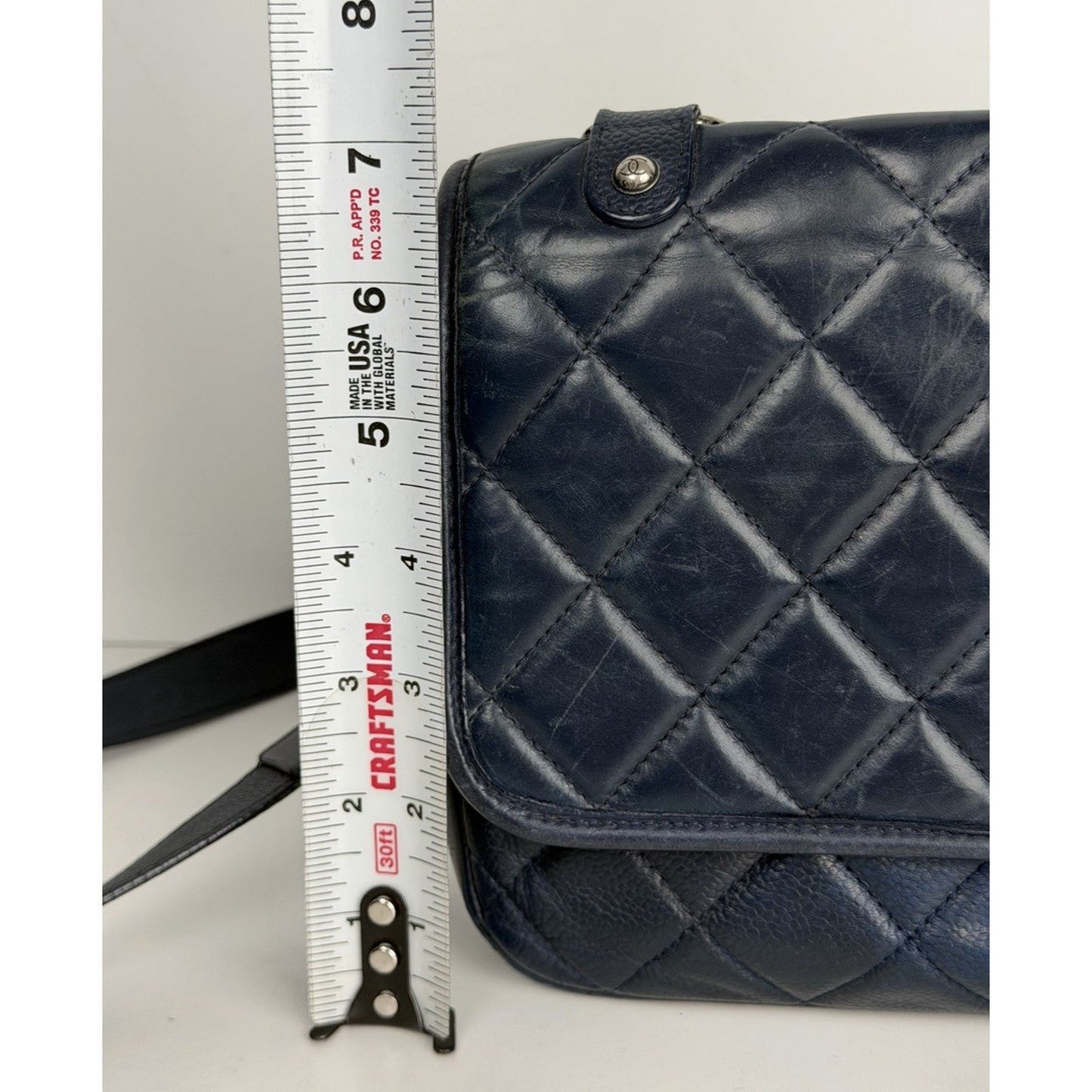 Chanel Messenger Bag Daily Carry Medium Leather Navy Blue 2017