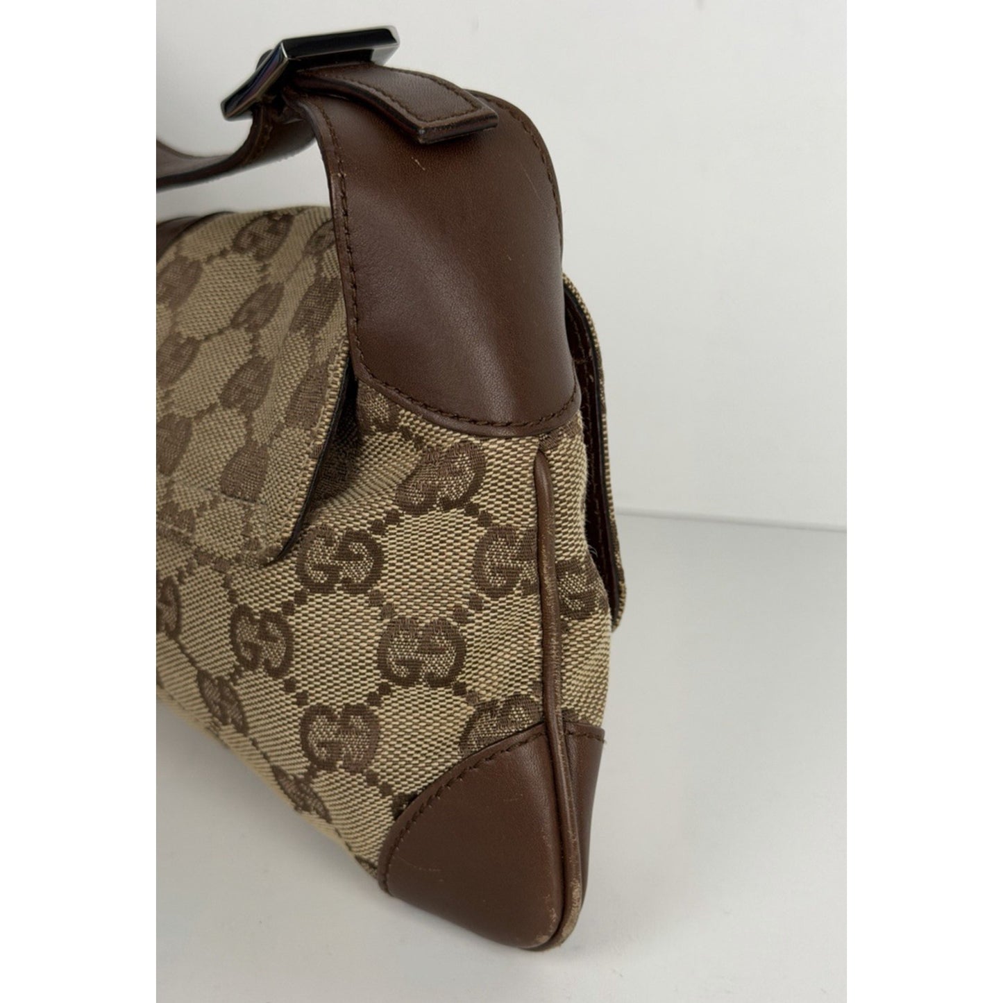 Gucci GG Vintage Jackie O Flap Bag Monogram Canvas & Piston Closure S09