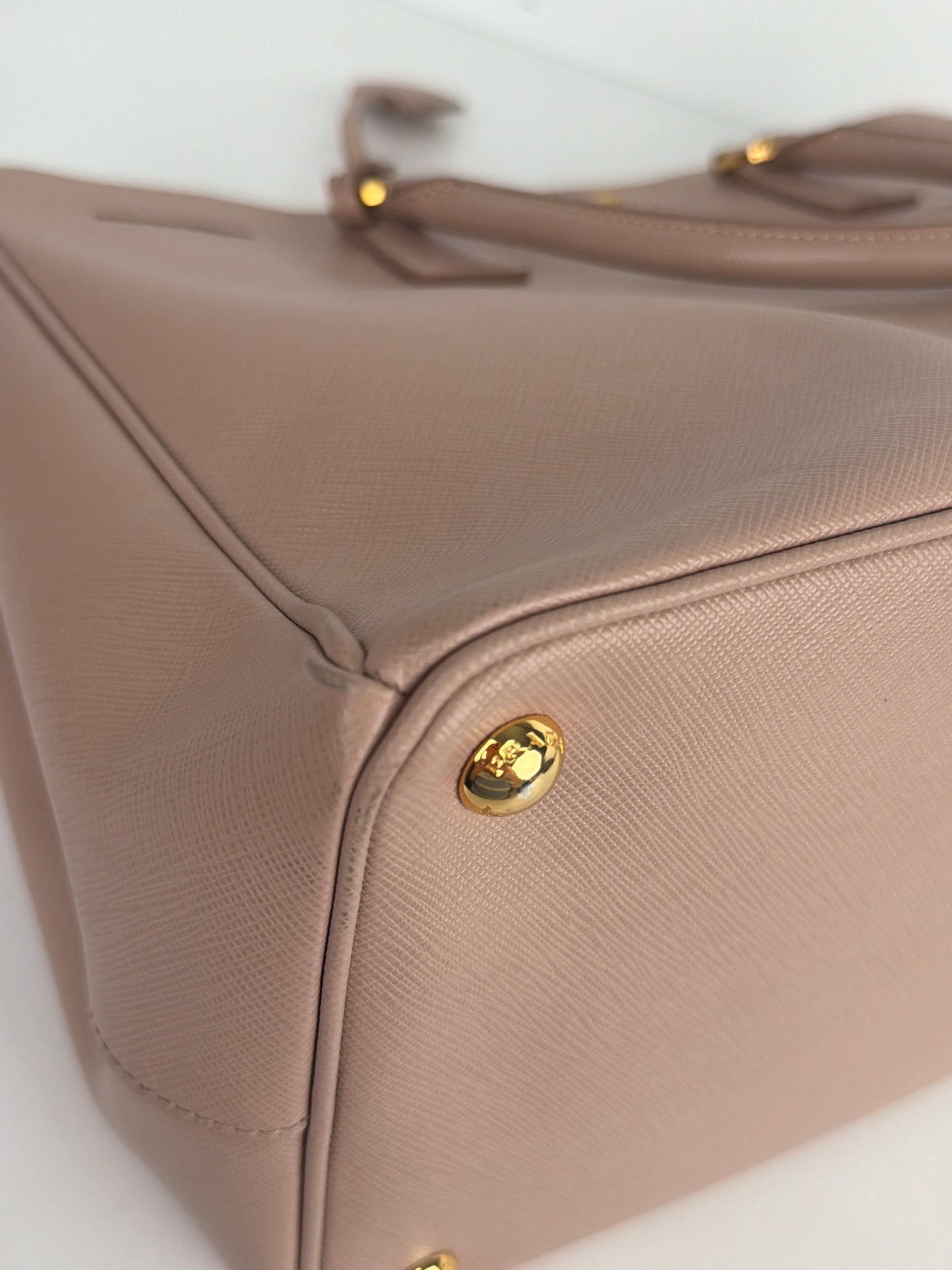 Prada Saffiano Leather Satchel Bag Beige