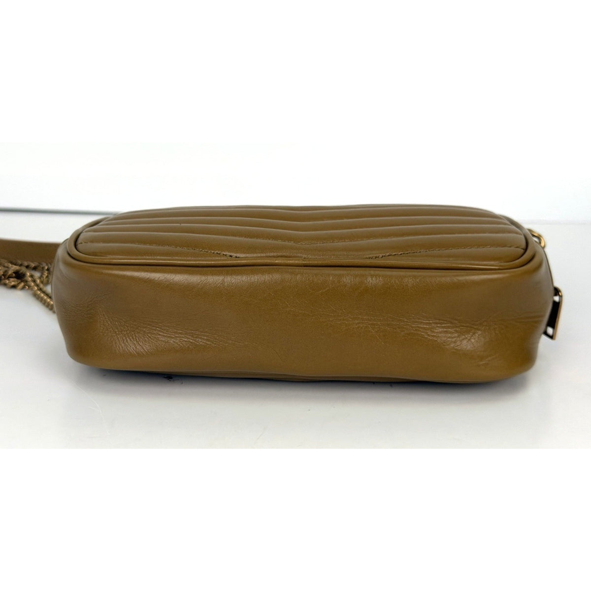 Saint Laurent Chevron Lou Camera Mini Shoulder Bag in Brown Leather S20