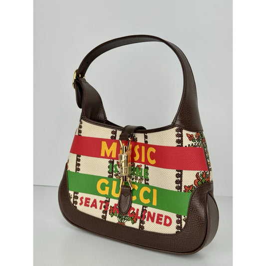 Gucci Jackie 1961 Small 100 Centennial Music Bag Canvas Leather Gold HW B-9