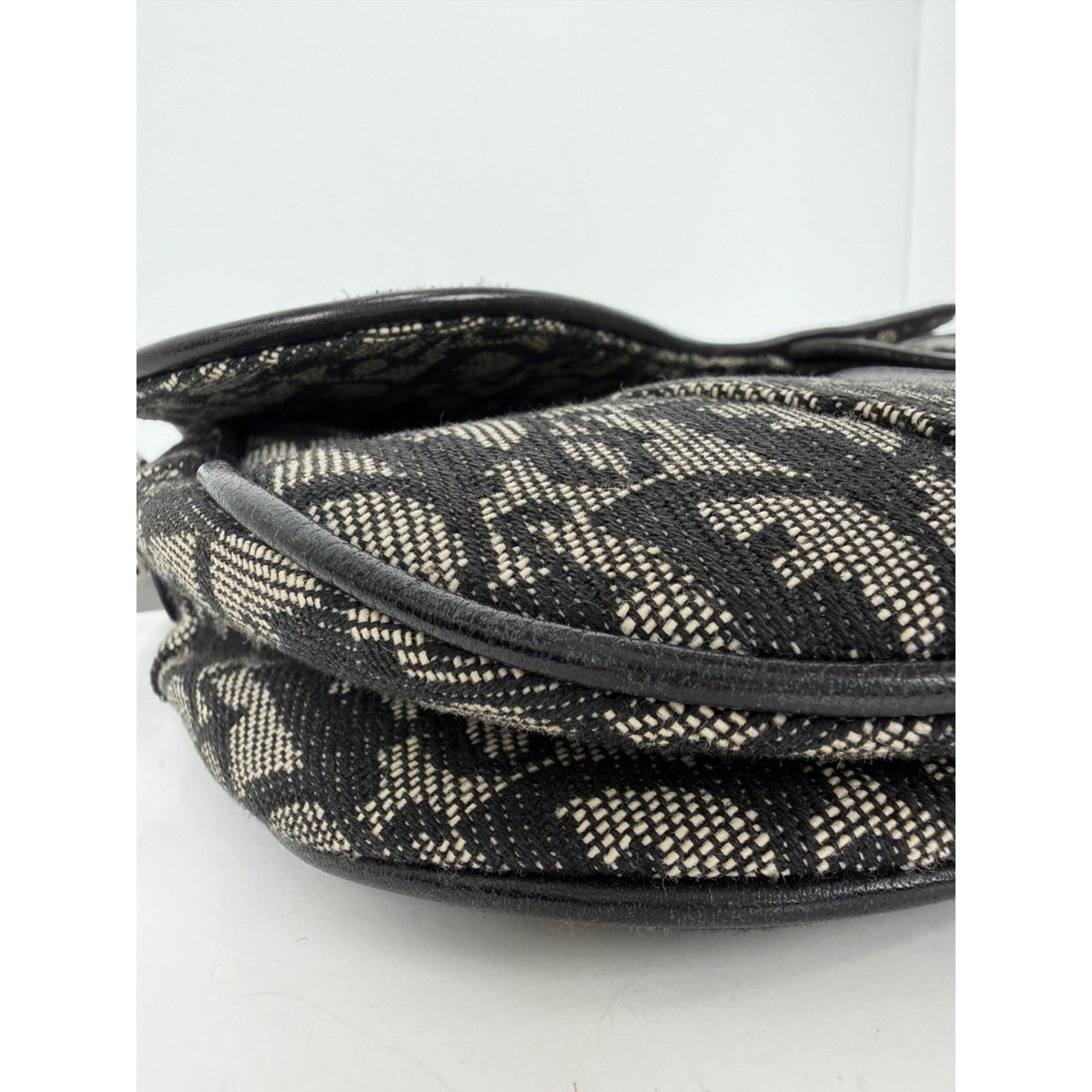 Christian Dior Double Saddle Medium Shoulder Bag in Black Monogram Canvas D1