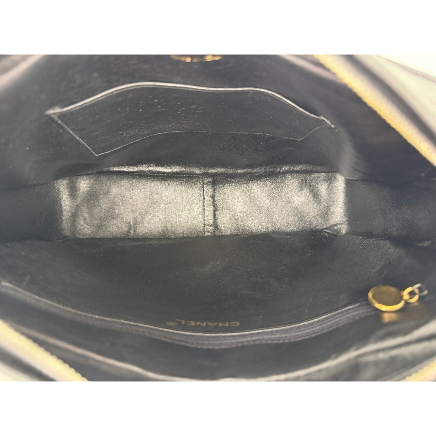 Chanel Chevron Caviar Camera Bag Large Vintage Black Quilted Leather 1991-1994 D8
