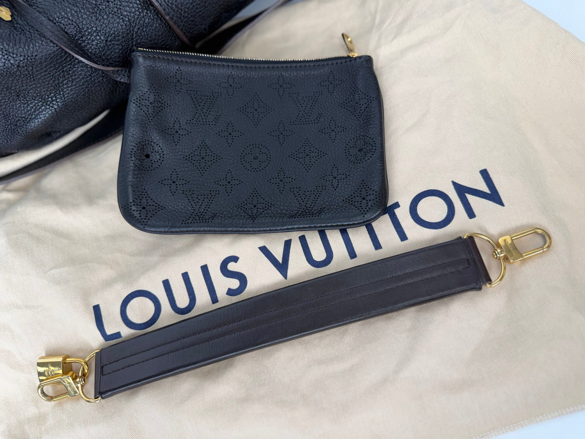 Louis Vuitton Monogram Mahina Selene MM Shoulder Bag in Black Leather YC1