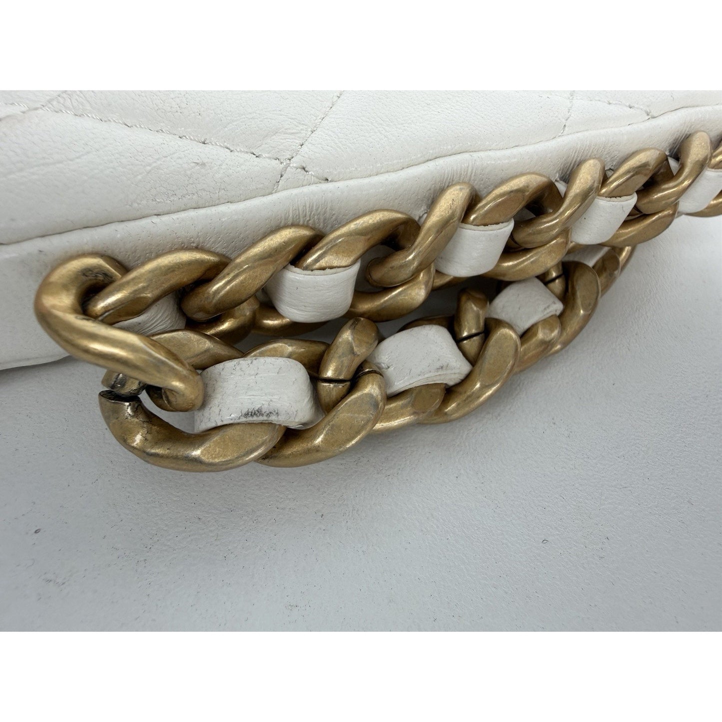 Chanel Lambskin Quilted Chain Around Top Handle Mini Bag White NFC D4