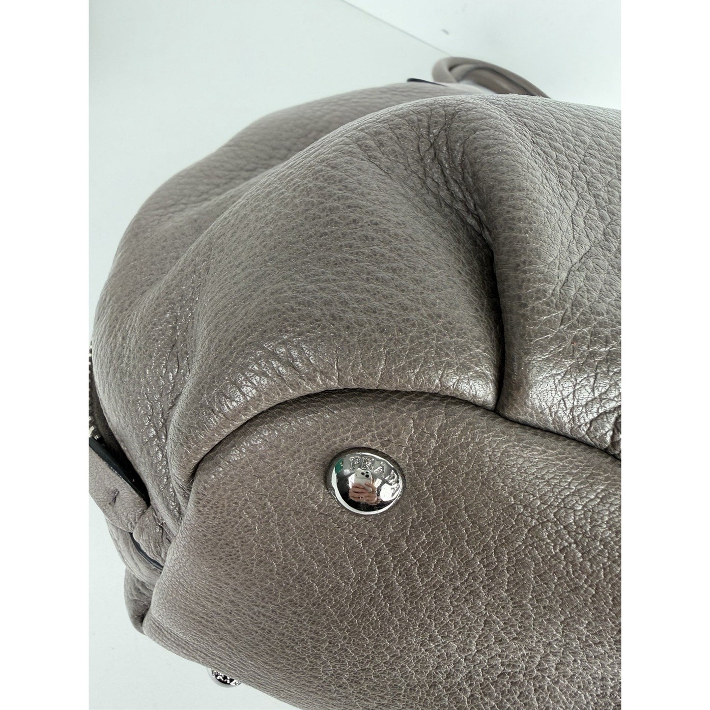 Prada Sacca 2 Manici Tote Bag in Gray Vitello Daino Leather S