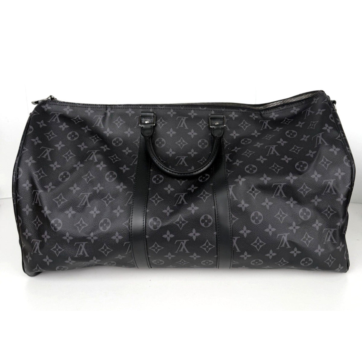 Louis Vuitton Keepall Bandouliere 55 Duffle Bag in Black Coated Canvas NFC E2