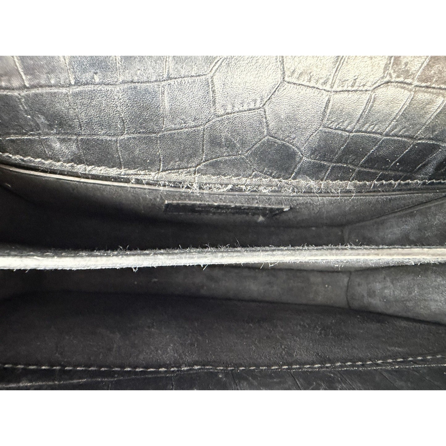 Saint Laurent Sunset Shoulder Bag Medium in Black Crocodile-Embossed Leather B-6