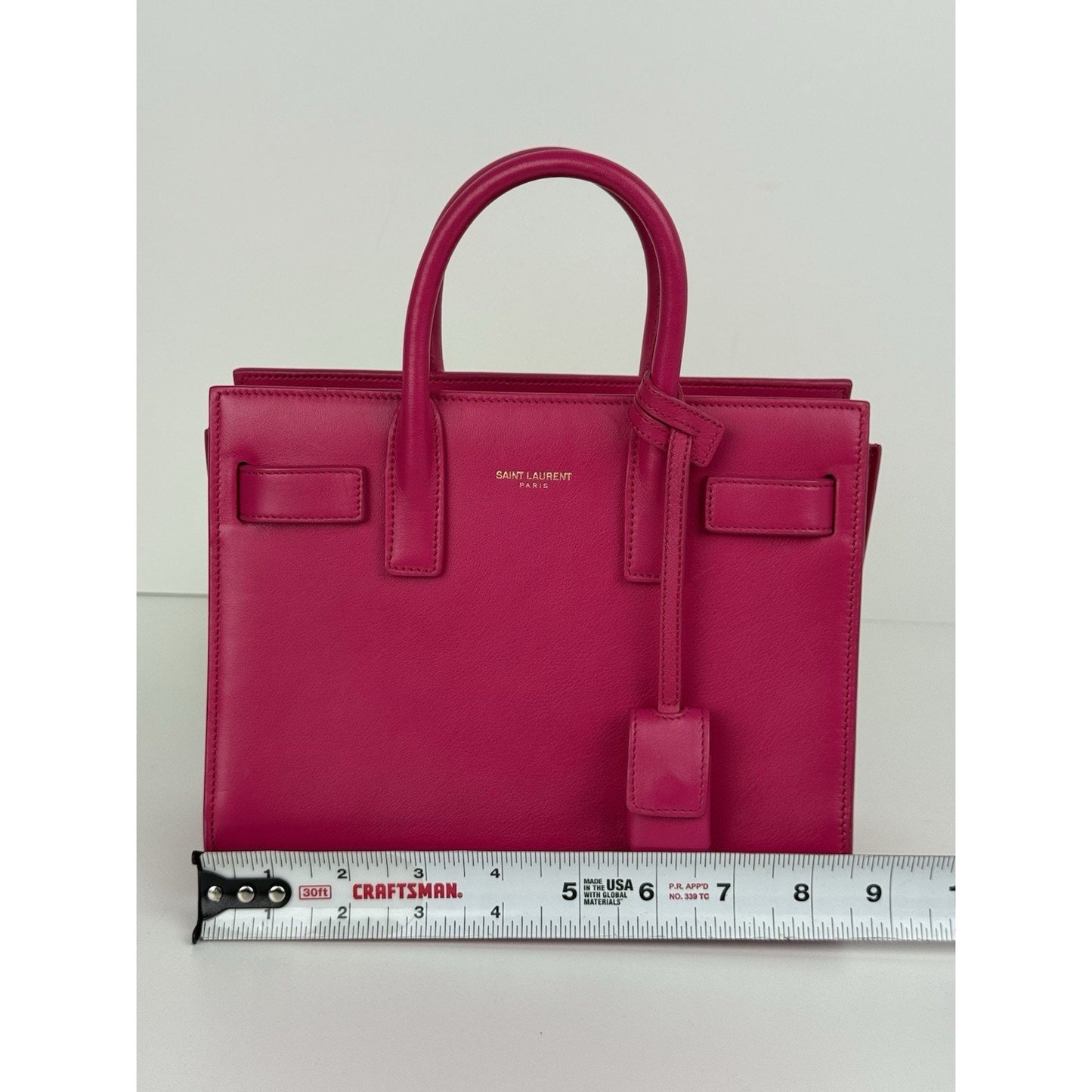 SAINT LAURENT Pink Leather Sac de jour Nano Women's Bag with Shoulder Strap