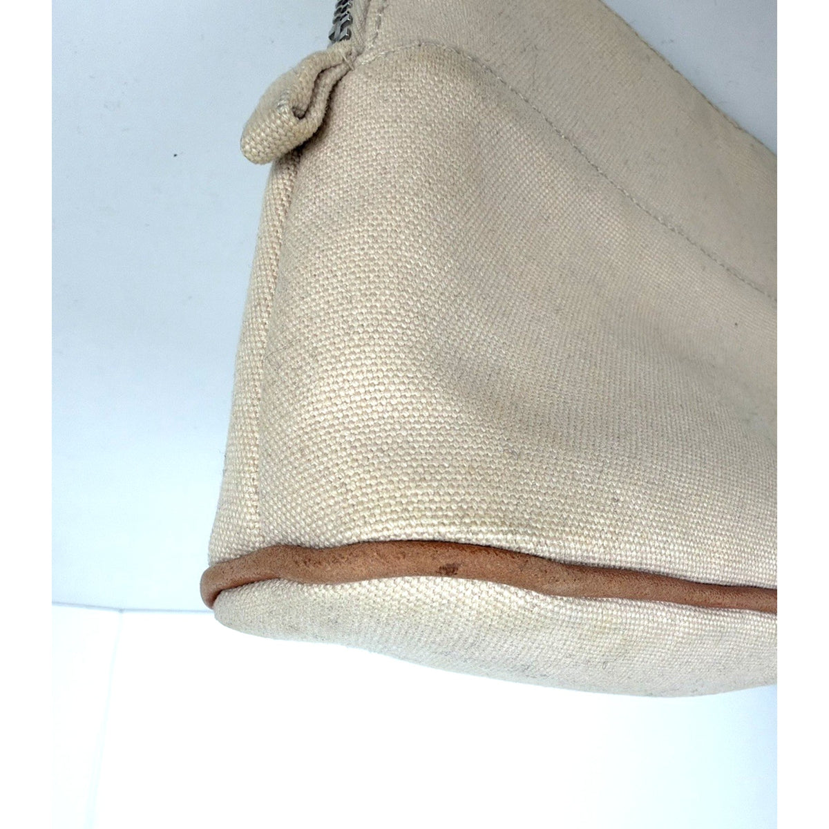Hermes Cotton Canvas Toile Mini Bolide Travel Cosmetic Pouch Bag in Beige