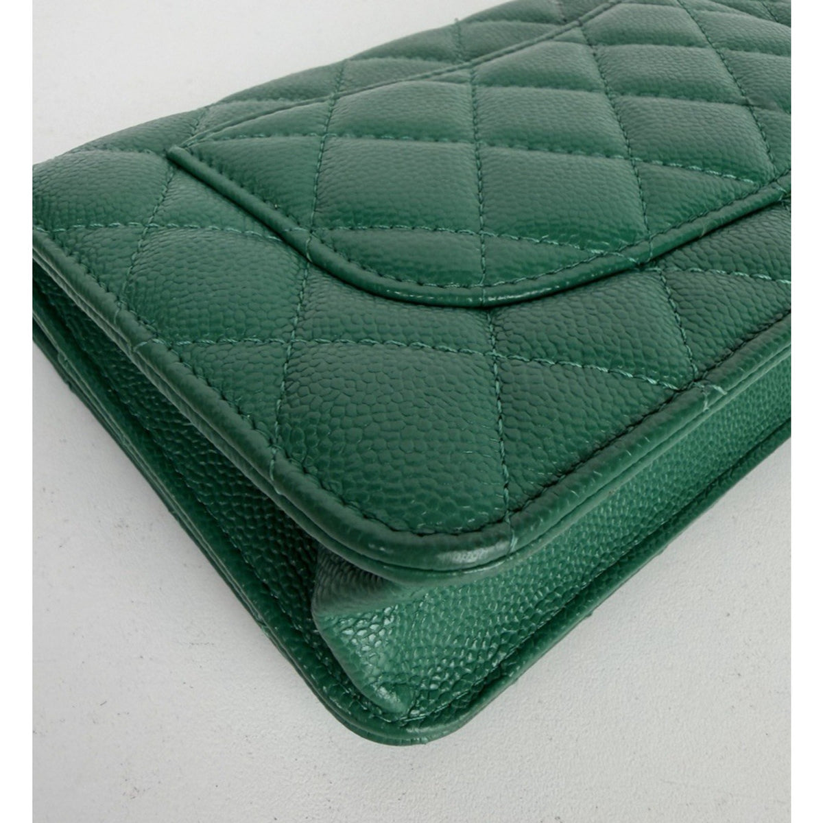 Chanel Quilted Wallet on Chain Bag in Caviar Green Leather 2020 D-4