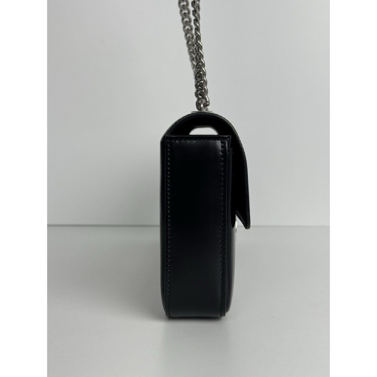 Celine Claude Chain Shoulder Bag Black Leather Triomphe Closure C-8