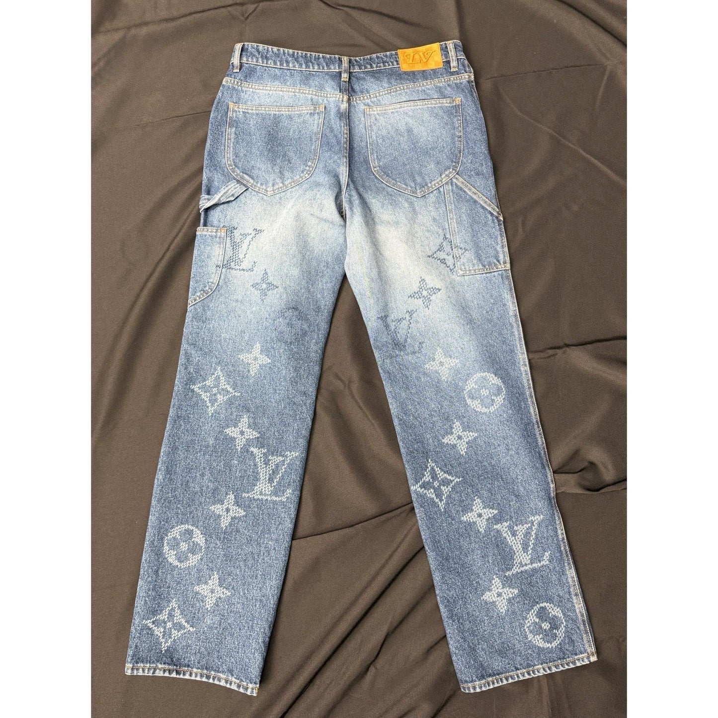 Louis Vuitton Monogram Denim Workwear Pants for Men in 34 Size