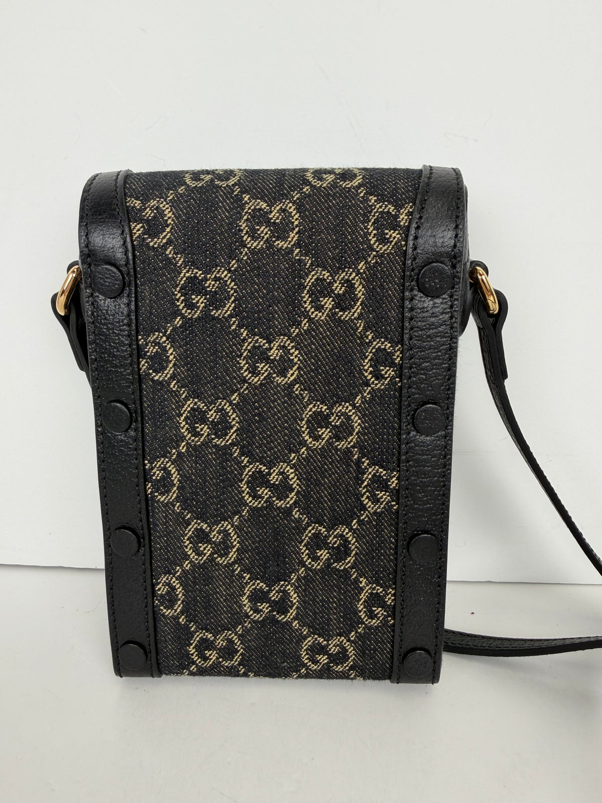 Gucci GG Denim 1955 Horsebit Mini Bag in Black Canvas YS07