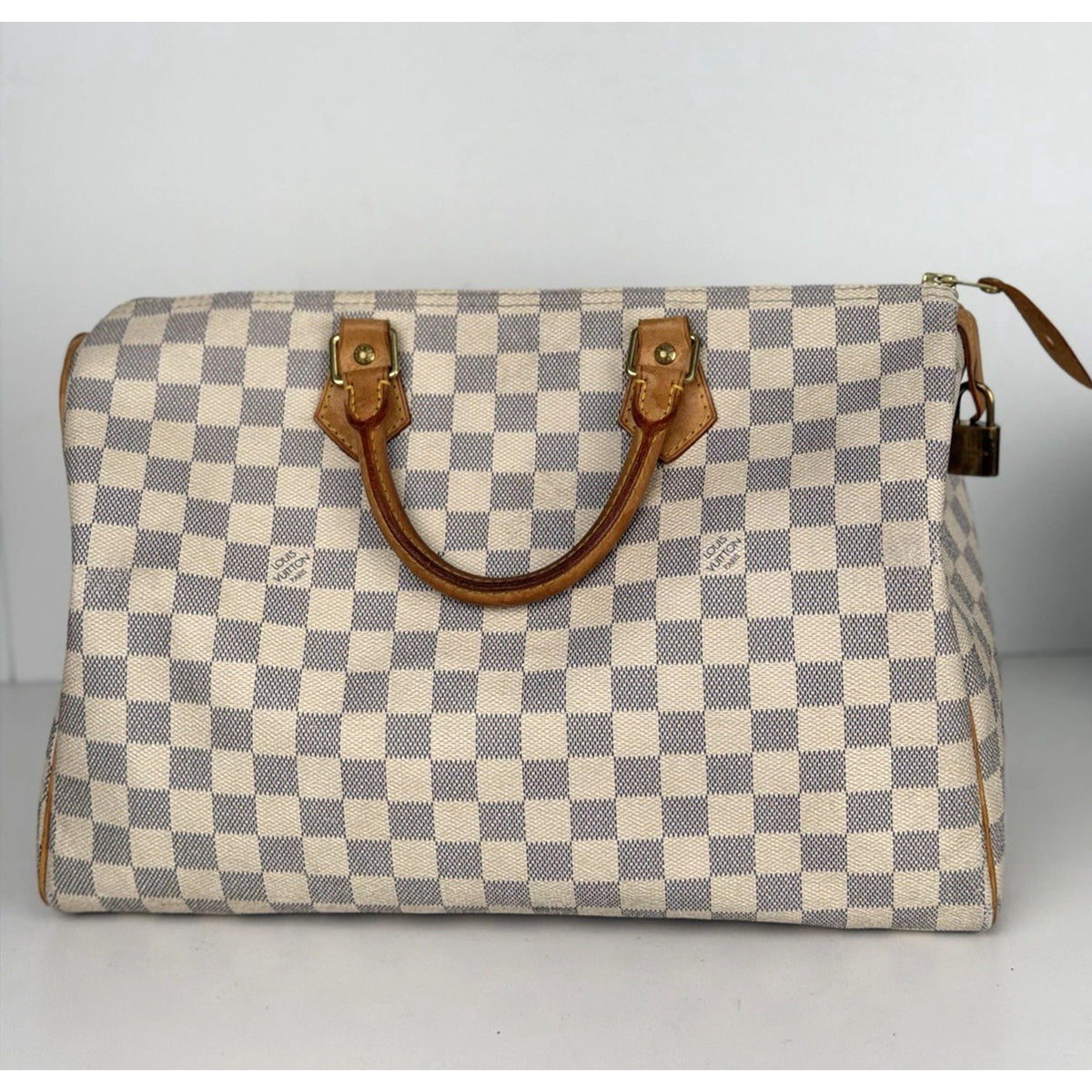 Louis Vuitton Speedy 35 Handbag in Damier Azur Coated Canvas GT Hardware 2010 U1