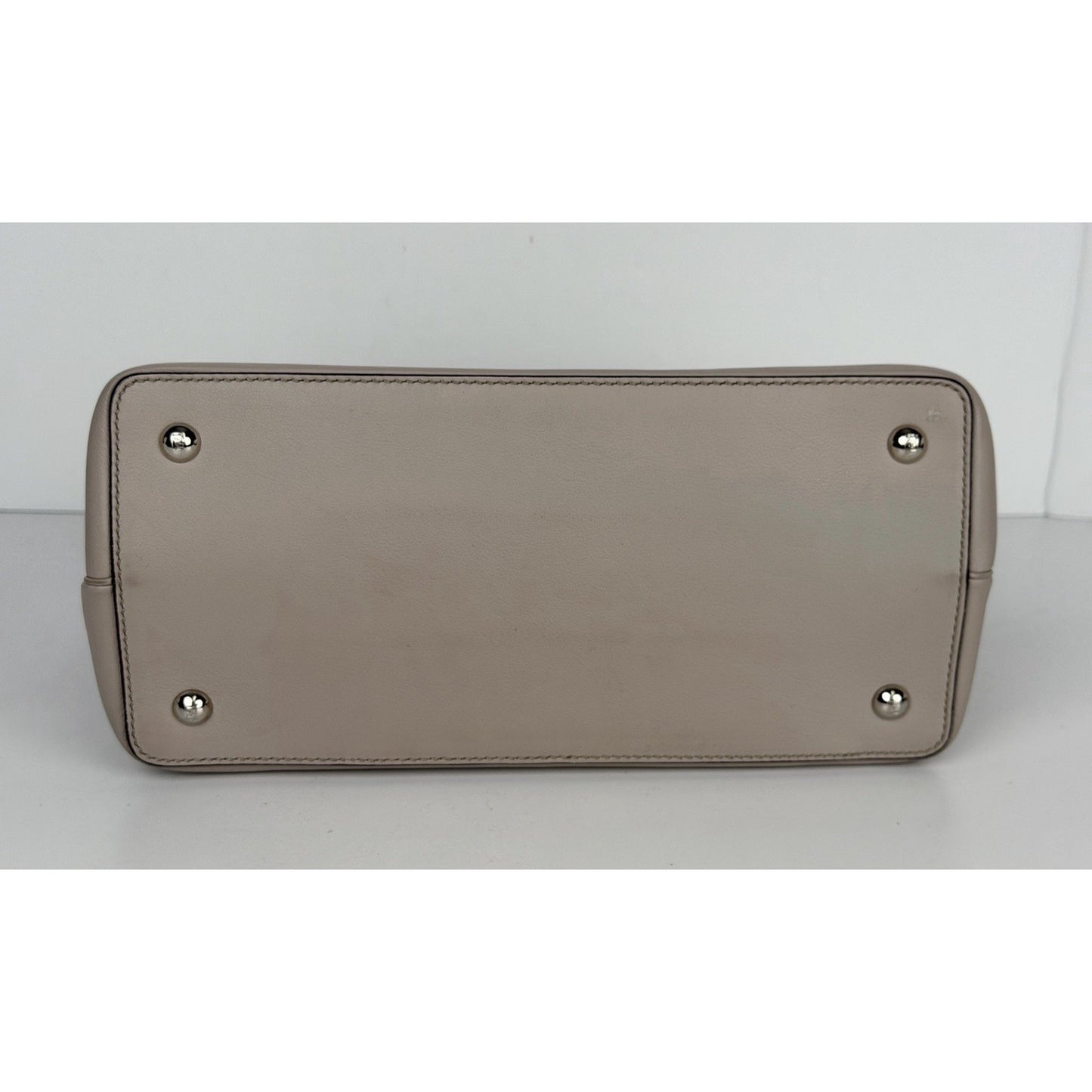 Fendi Petite 2Jours Tote Bag Neutral Gray Leather & Orange Leather Lining S