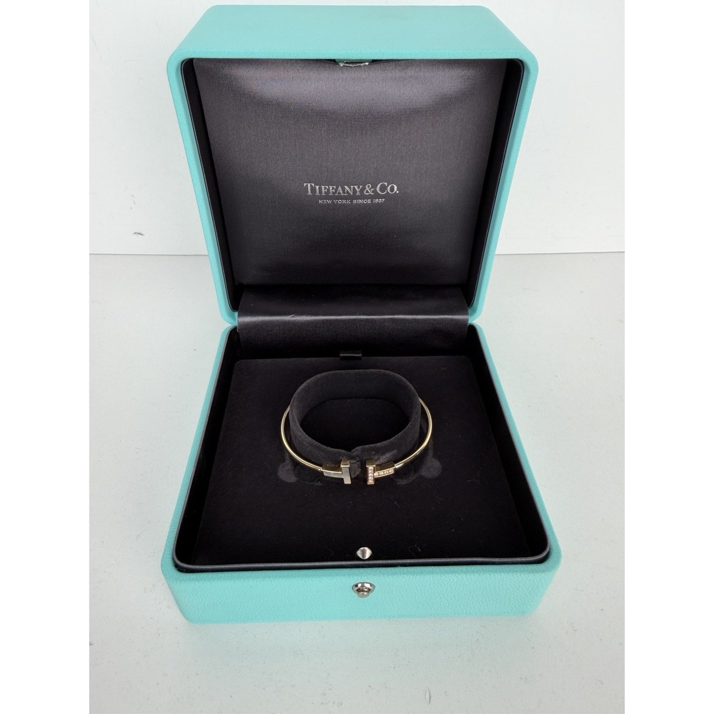 Tiffany & Co. T-Wire Bracelet in 18k Yellow Gold with Mother-of-Pearl & Diamonds