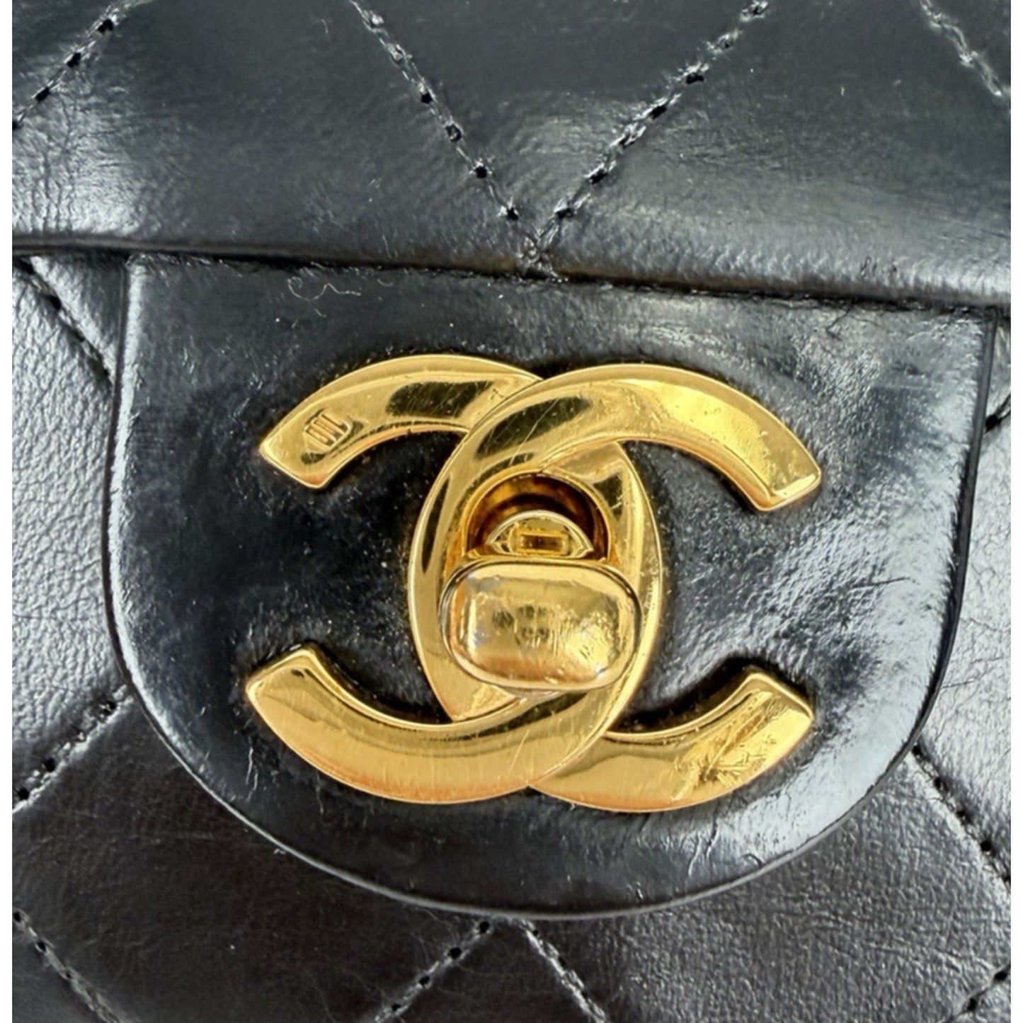 Chanel Mini Square Single Flap Bag in Black Vintage 1986-1988 E-8