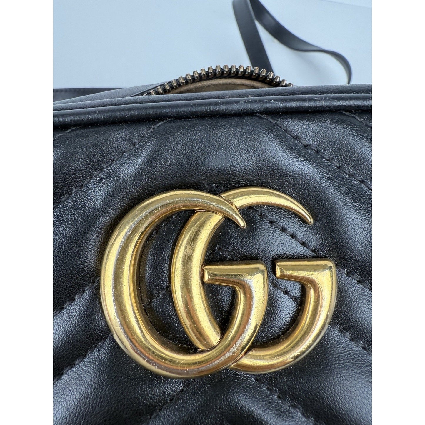Gucci GG Marmont Quilted Crossbody Mini Black Leather Women's Shoulder Bag