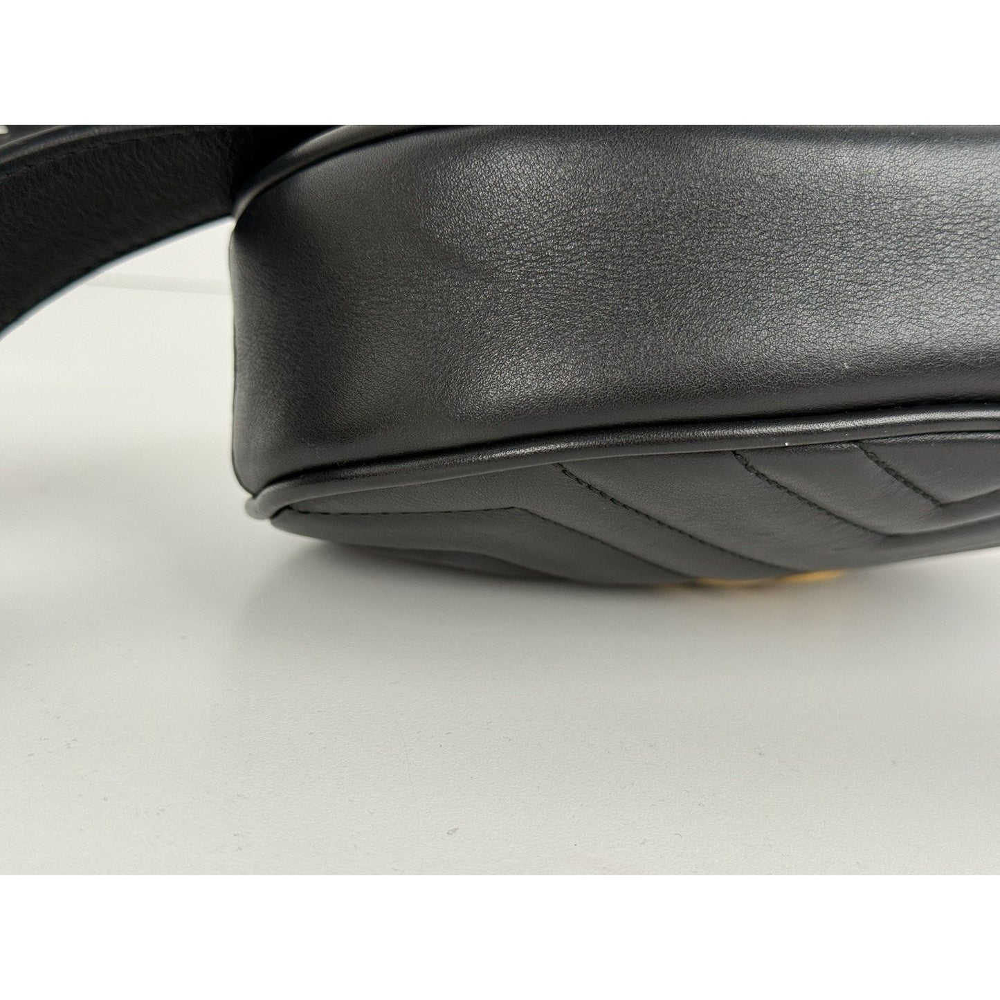 Gucci GG Marmont Black Matelasse Leather Belt Bag