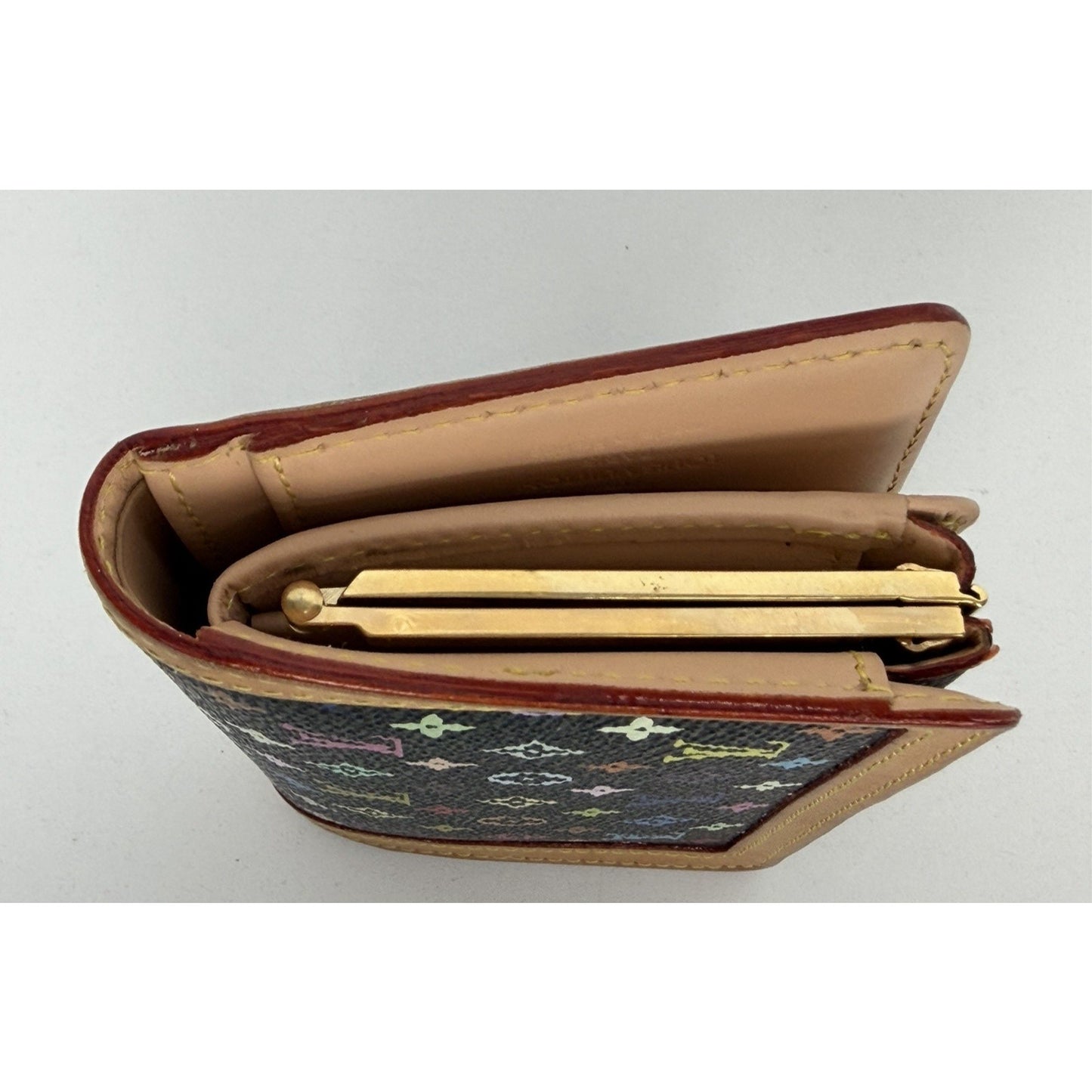 Louis Vuitton Monogram Multicolor French Purse Wallet in Black Canvas 2007