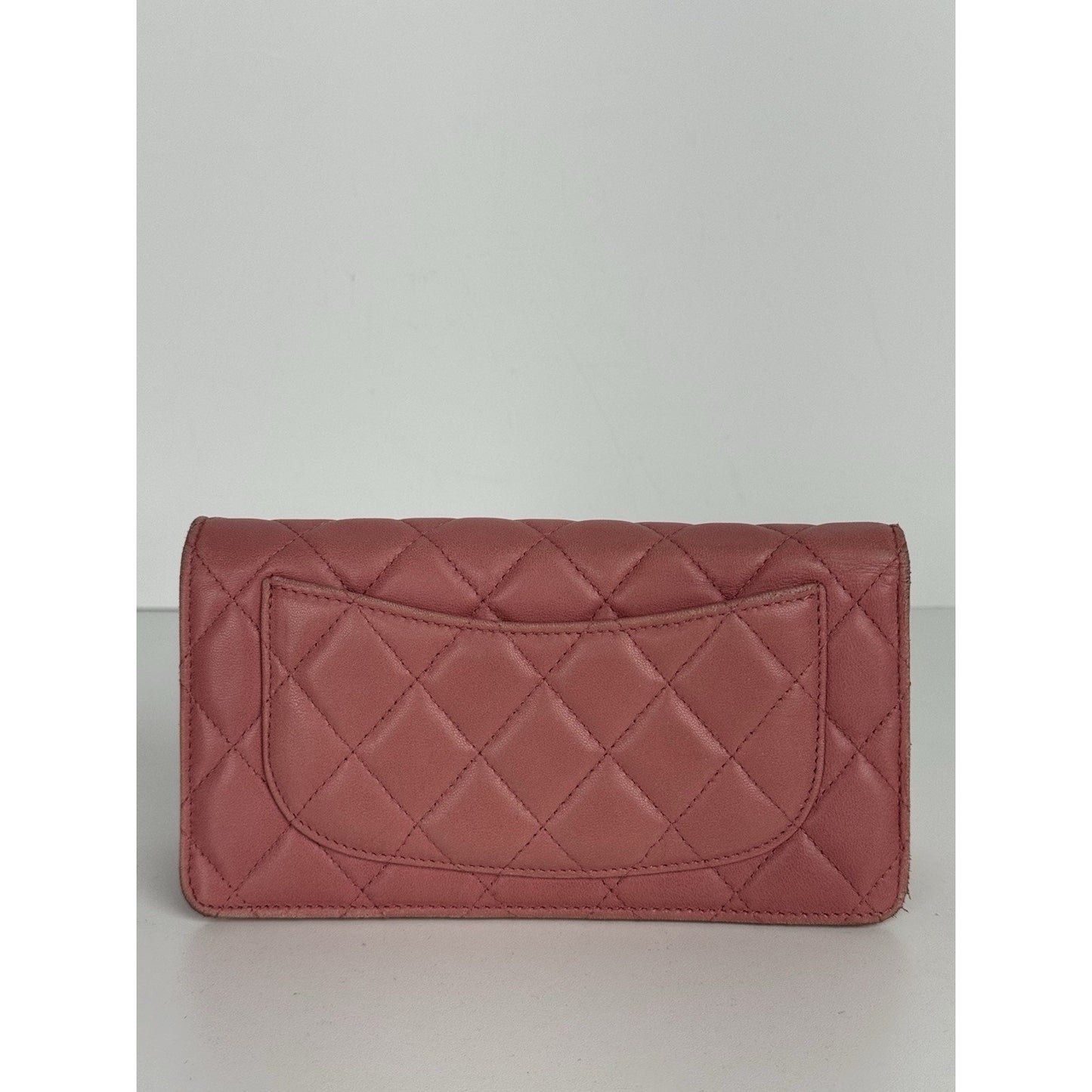 Chanel Long Yen Continental Wallet in Pink Quilted Lambskin Leather