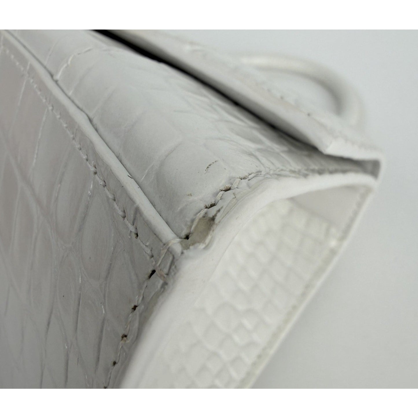 Balenciaga Small Hourglass Bag in White Crocodile-Embossed Leather S18