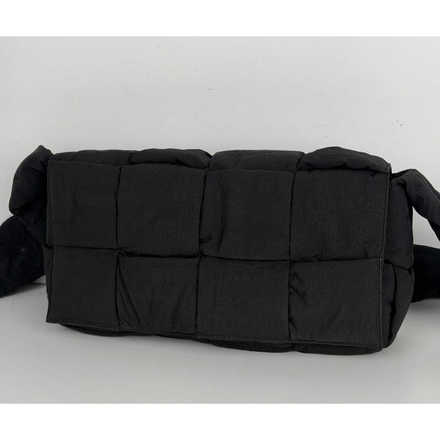 Bottega Veneta Black Nylon Shoulder Bag with Attached Pouch S