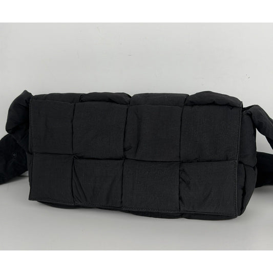 Bottega Veneta Black Nylon Shoulder Bag with Attached Pouch S