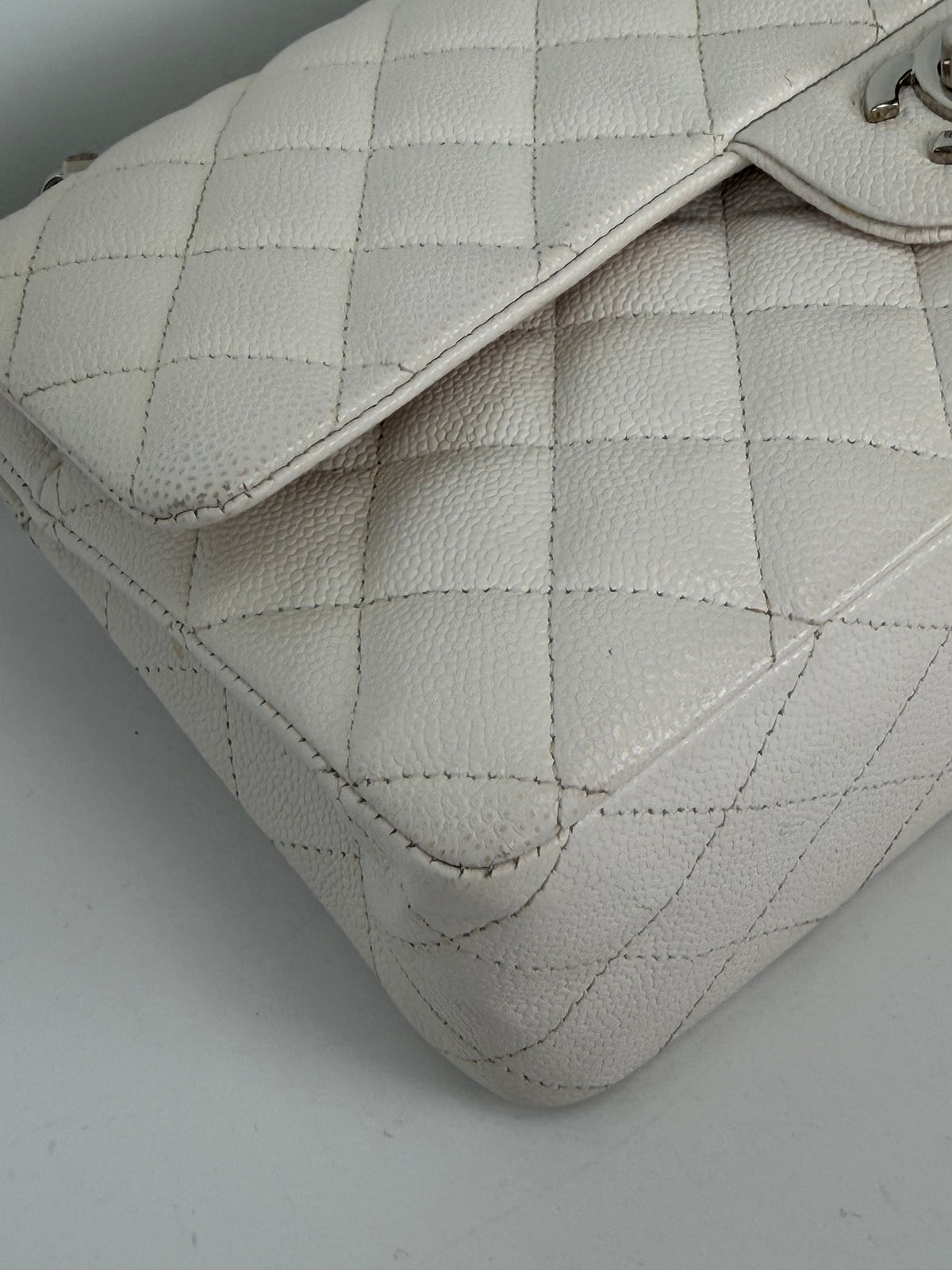 Chanel Caviar Quilted Medium Double Flap Bag in White 2020 D-6