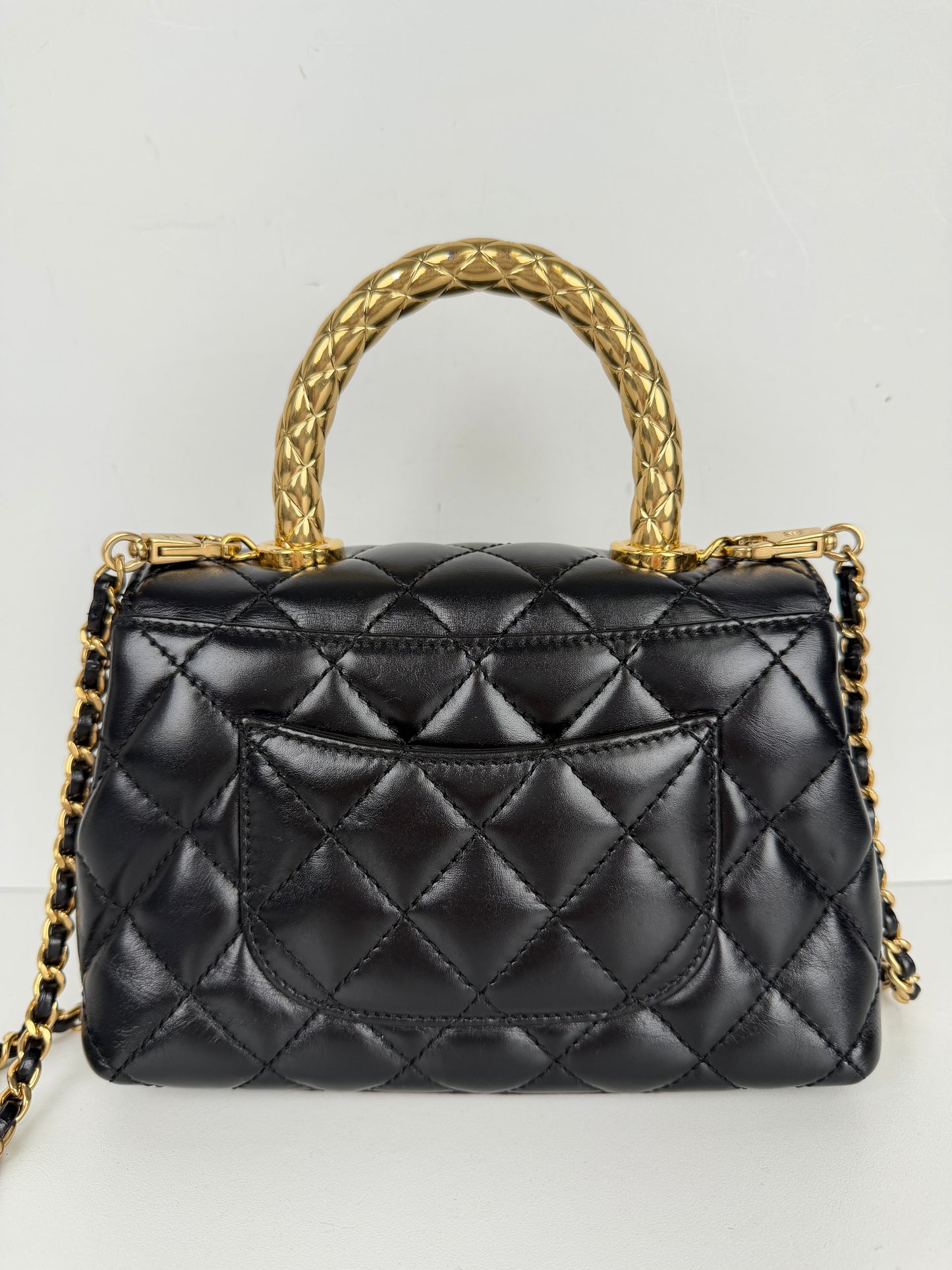 Chanel Coco Handle Bag Mini in Black Quilted Leather with Gold Hardware NFC YD-5