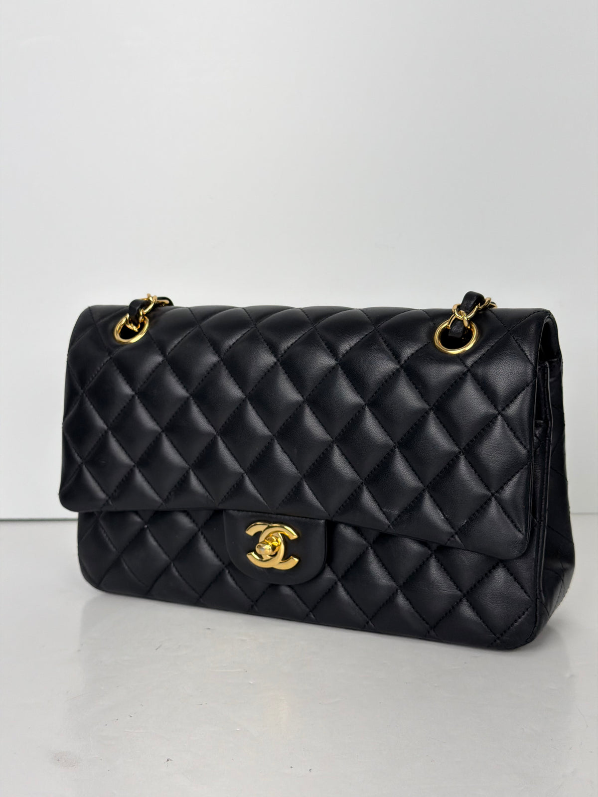 Chanel Classic Medium Double Flap Bag in Black Lambskin Gold Hardware 2019 YD2