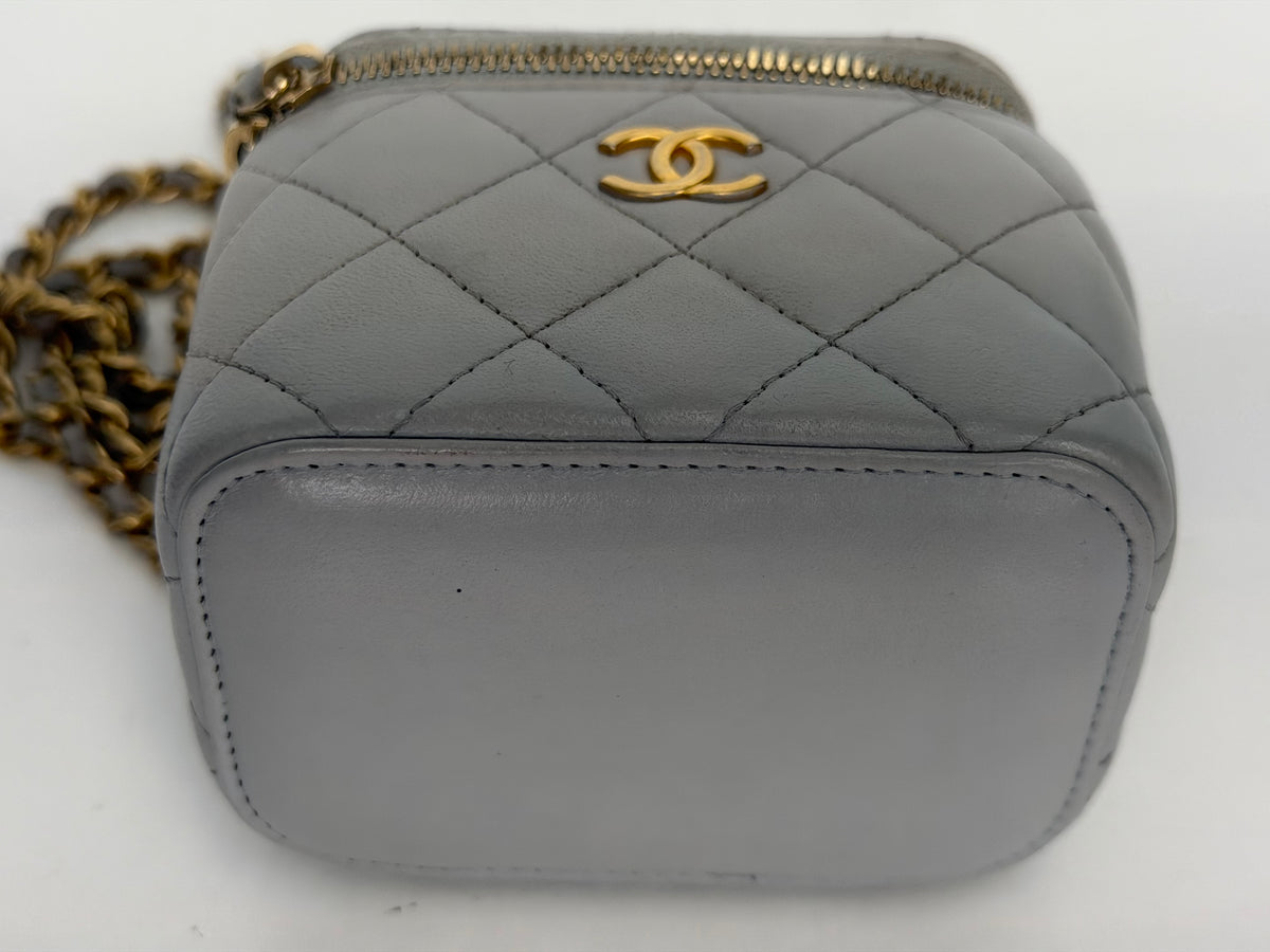 Chanel Small Vanity Case Top Handle Grey