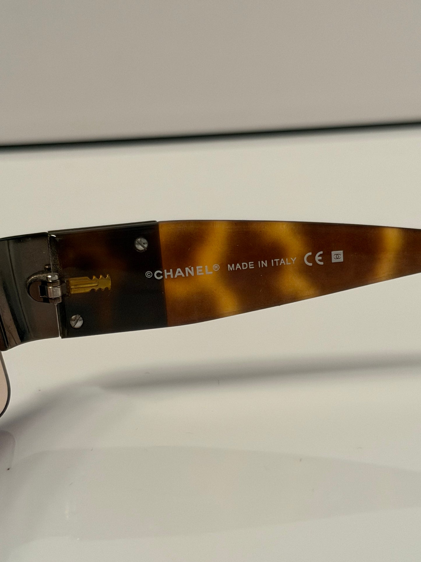 Chanel Interlocking CC Logo Tortoise Shield Sunglasses