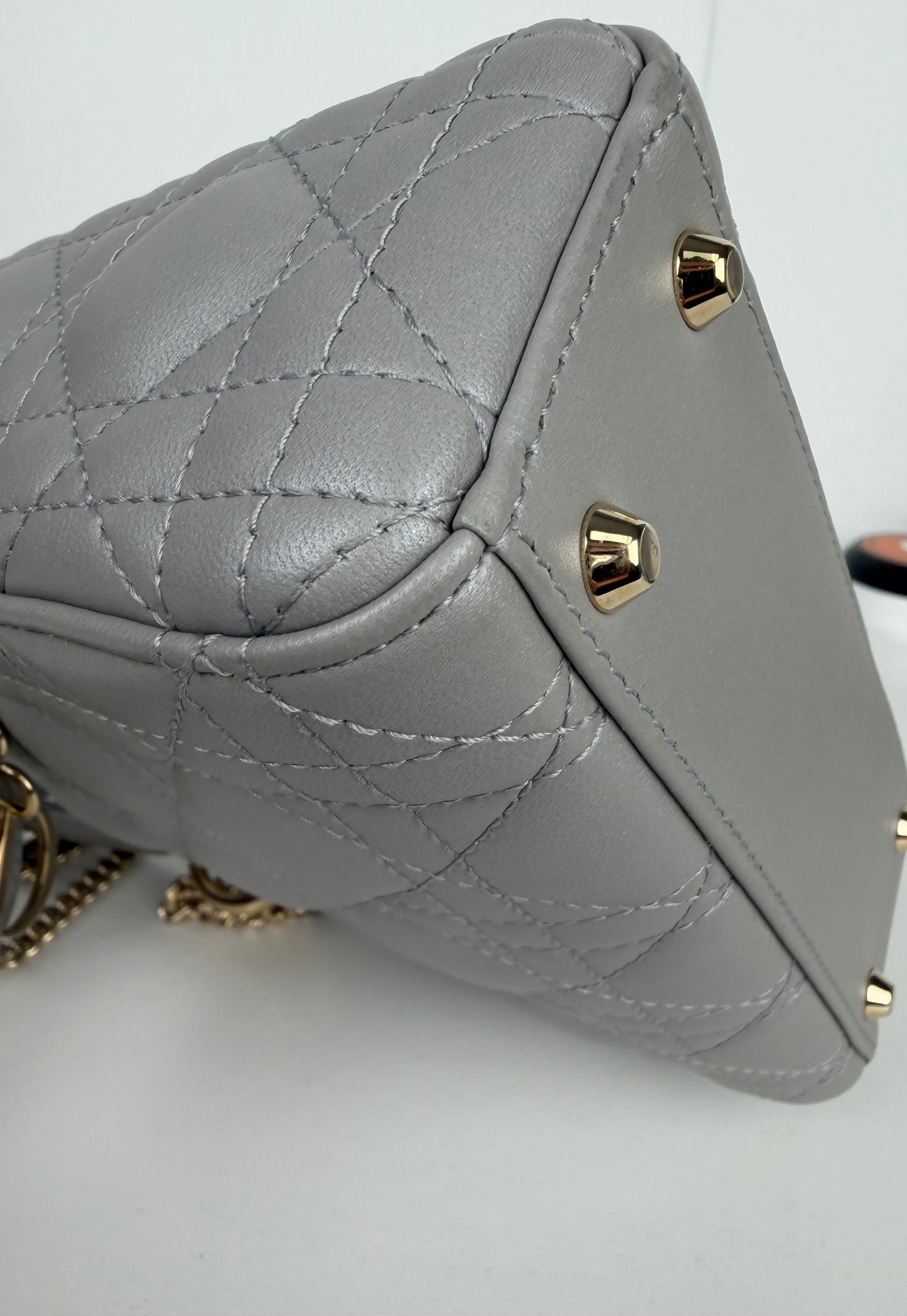 Christian Dior Mini Lady Dior Shoulder Bag Grey