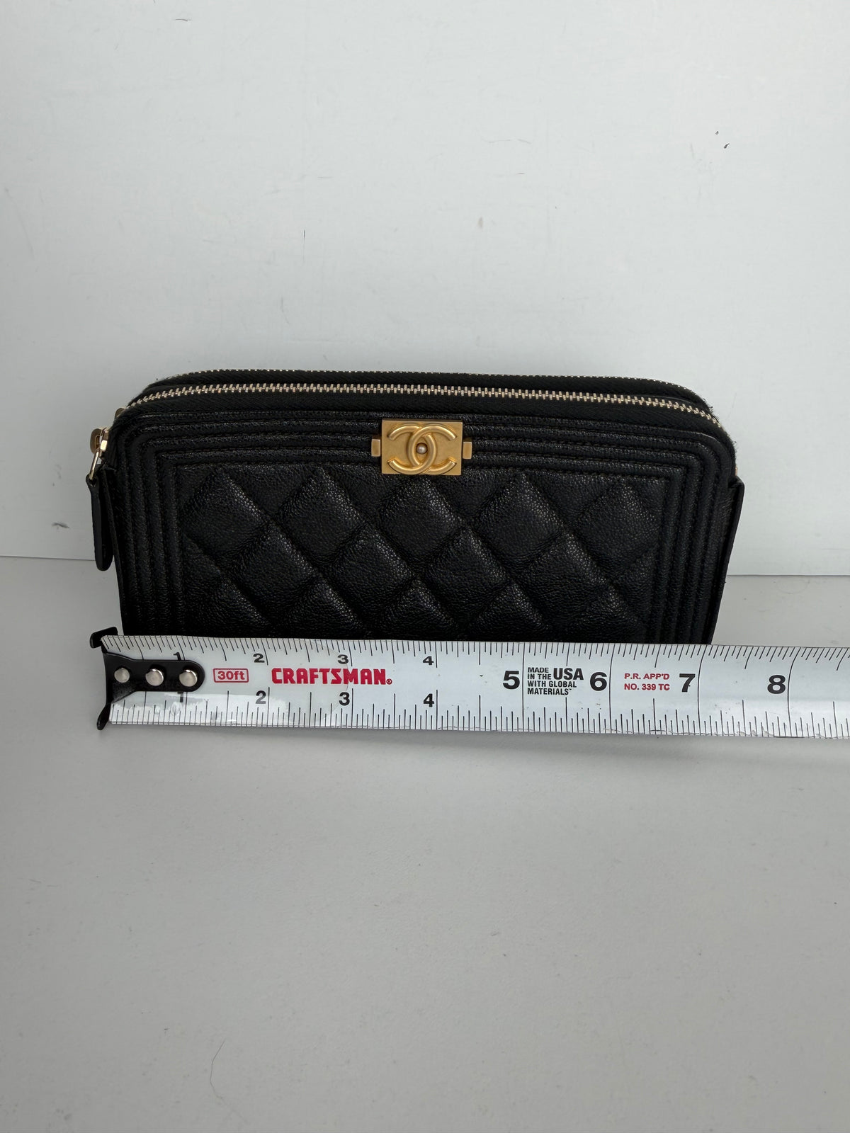 Chanel Boy Double Zip Chain Clutch Bag in Quilted Black Caviar Leather 2019 E-1