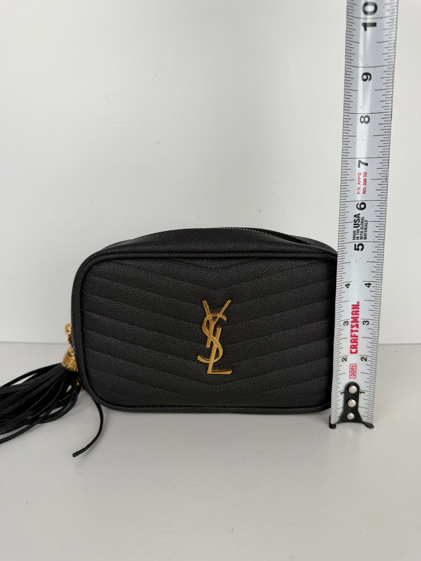 Saint Laurent Lou Camera Bag Mini in Black Grain De Poudre Leather YS-11