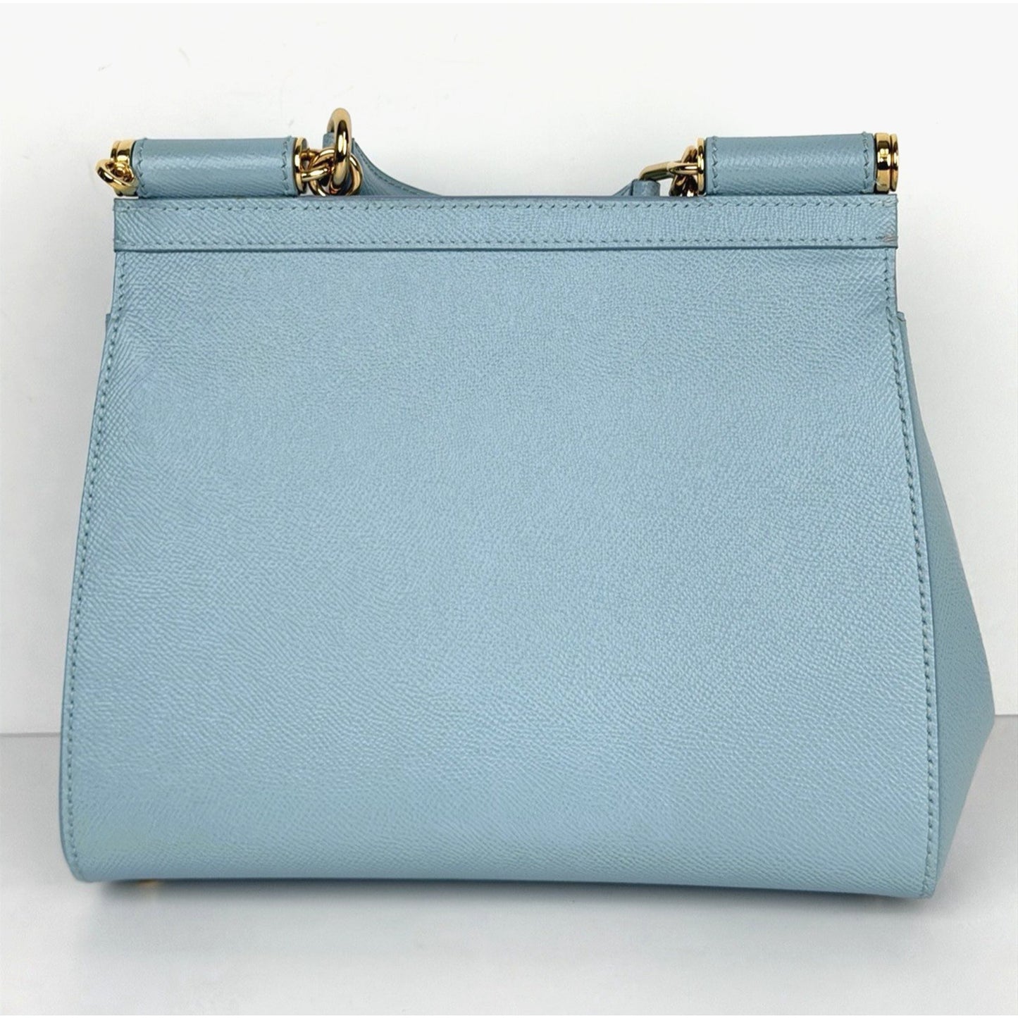 Dolce & Gabbana Sicily Bag Medium in Light Blue Leather Handbag C-1